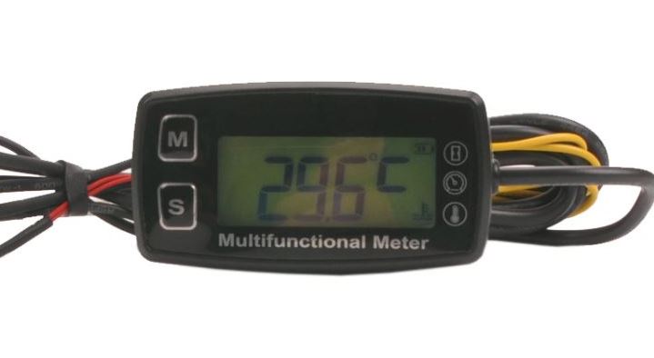 Tachometer, hour, and head temperature meter.